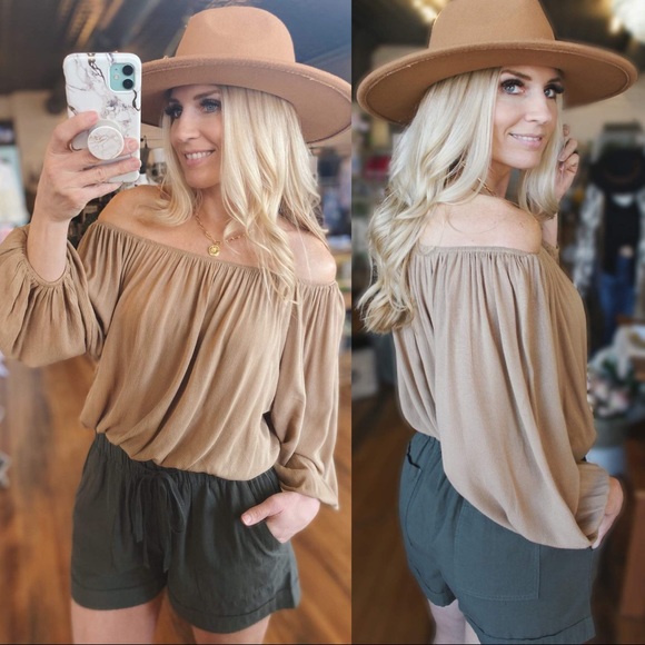 Infinity Raine Tops - Heart Breaker Off The Shoulder Top-Latte